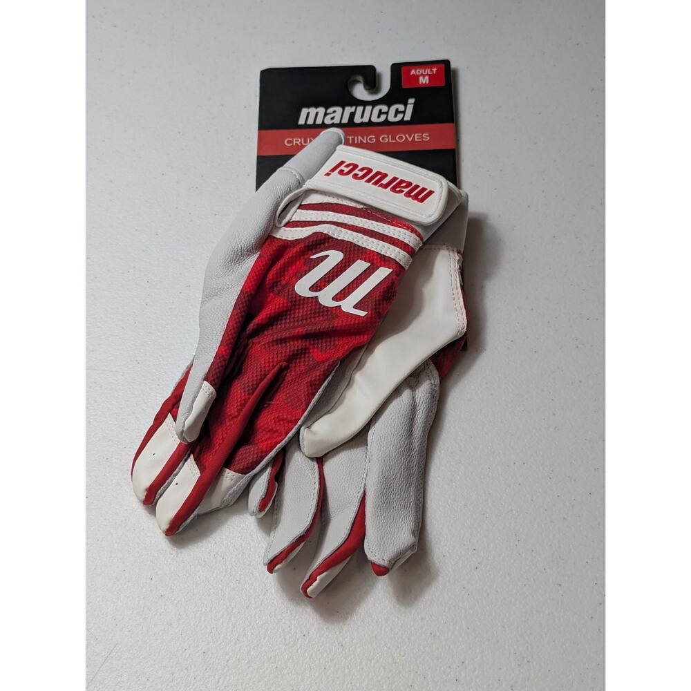 Marucci Crux Adult Mens Size Medium Baseball Batting Glove Grey/Red Camo NEW
